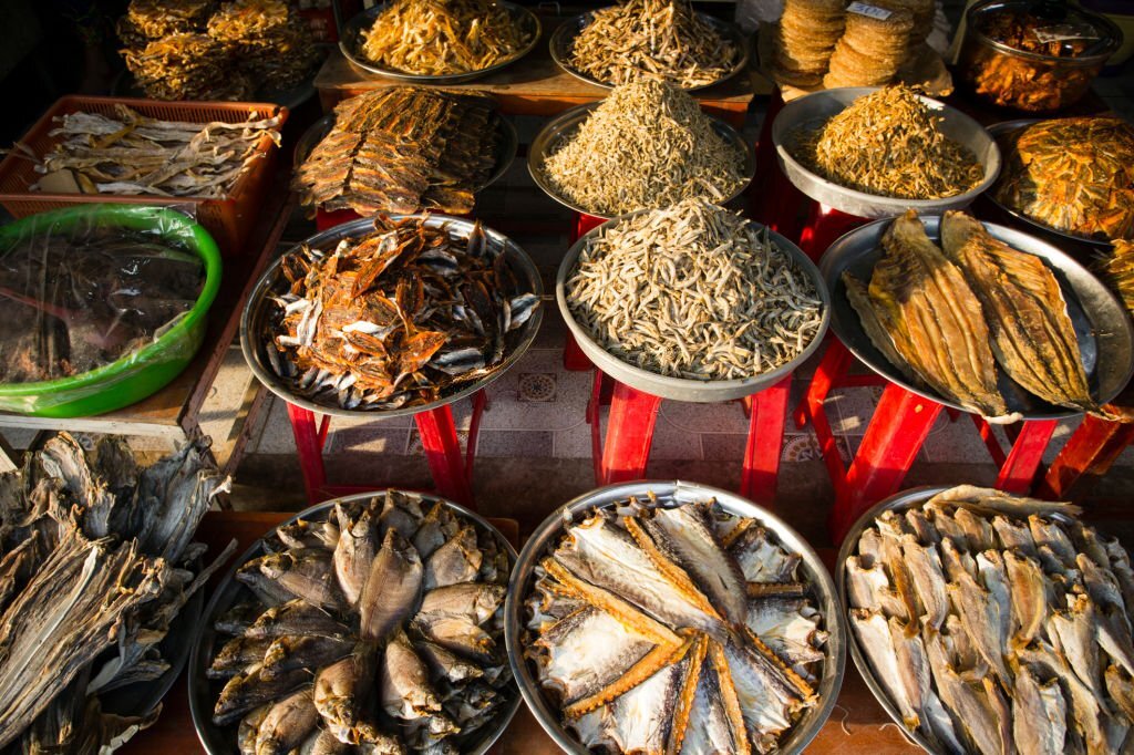 Pesce secco al mercato di Duong Dong