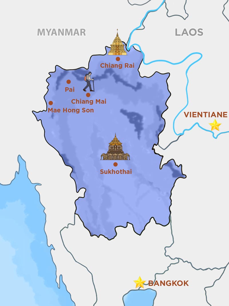 Mappa della Thailandia del Nord