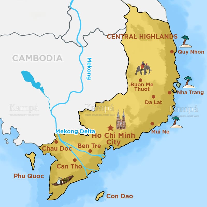 mappa del Delta del Mekong