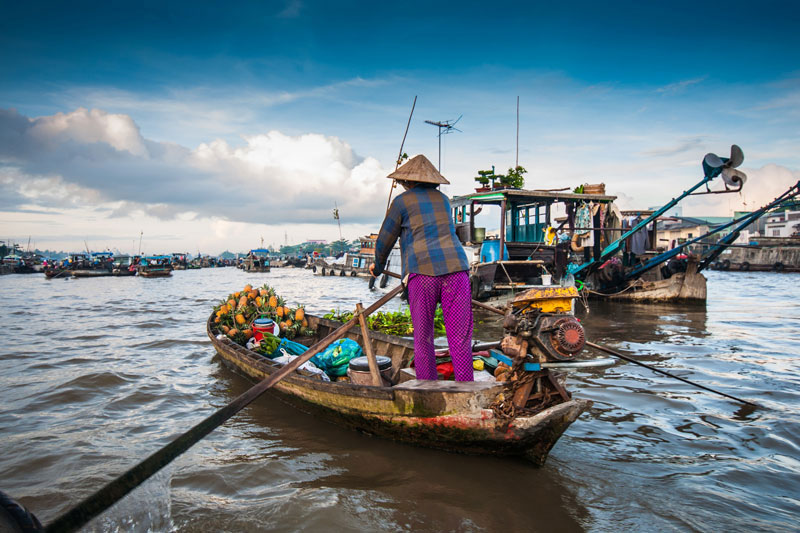 Mercato galleggiante di Cai Rang nel Delta del Mekong