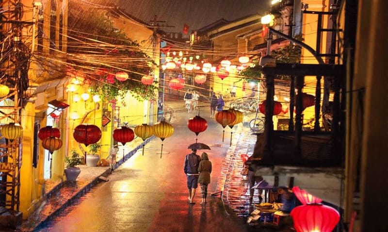 Hoi An in the rain exudes a calm, romantic atmosphere