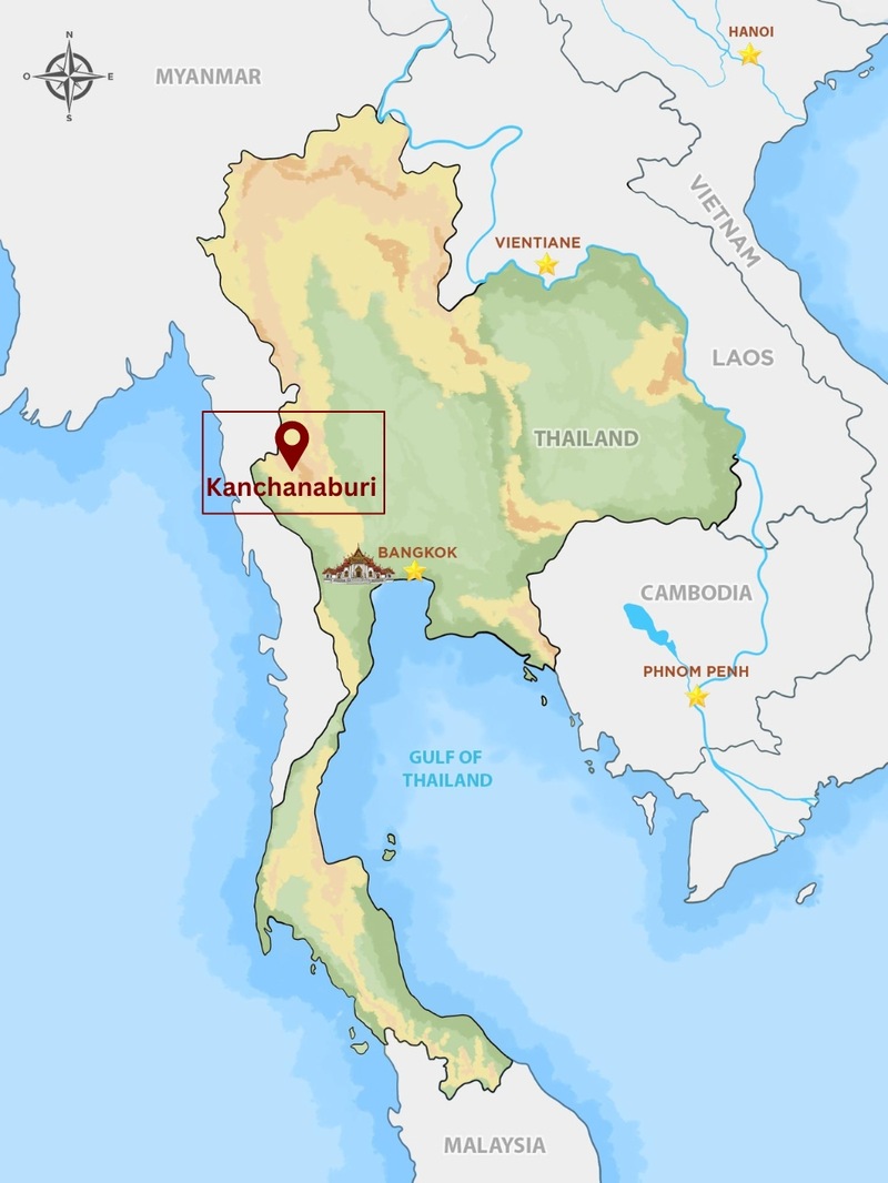 Mappa della Thailandia (Kanchanaburi)