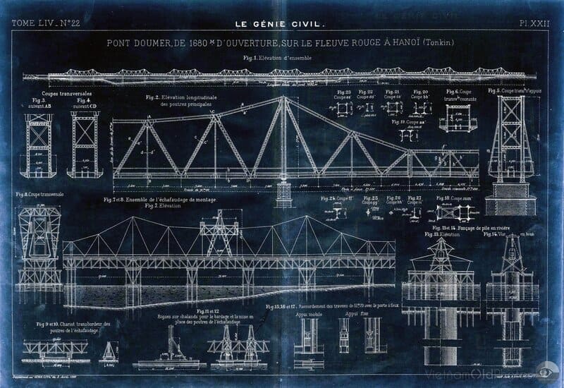 Design originale del ponte di Long Bien