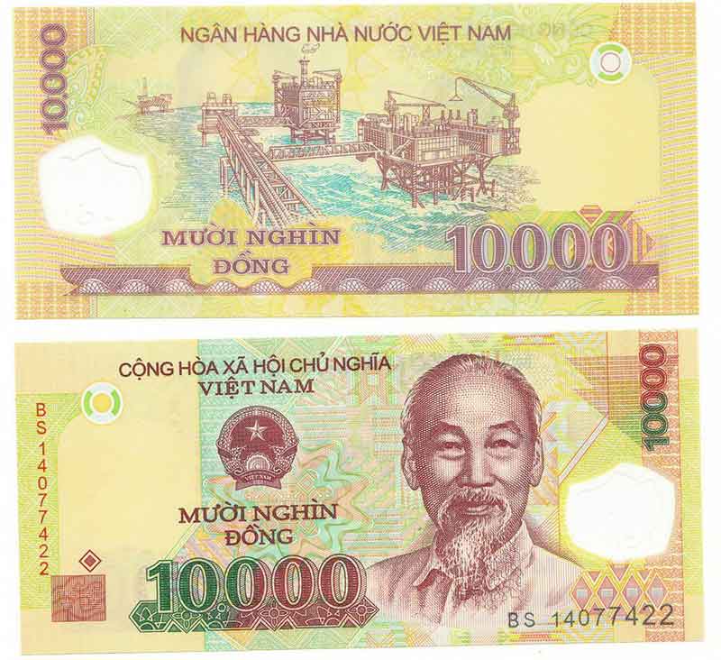 La banconota da 10.000 VND è stampata sul retro con l'immagine di Ho Chi Minh, il grande leader del Vietnam