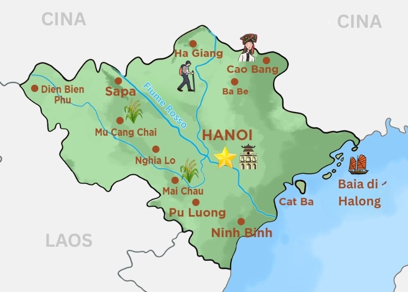 Mappa del Vietnam del Nord. Foto: Mappa turistica del Vietnam