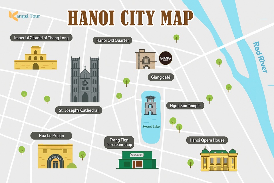 mappa turistica di hanoi