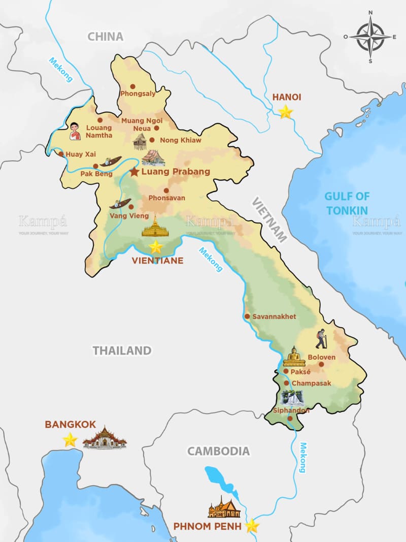 mappa turistica del Laos