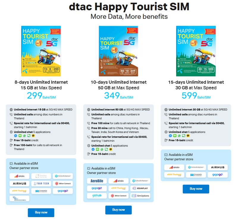 pacchetto DTAC Thailandia